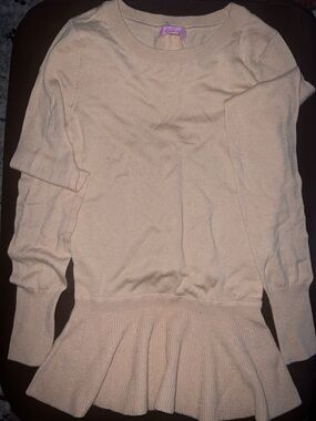 Lilly Pulitzer Cream Peplum Crewneck Sweater